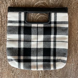 Banana Republic Black/Creme Plaid Clutch Purse